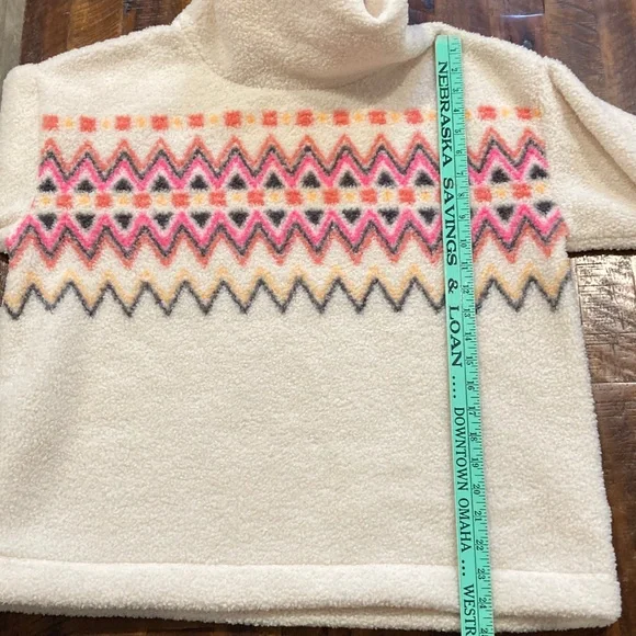 LOFT Cream Sweater with Pink and Black Pattern - Picture 10 of 11